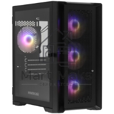 Компьютерный корпус Powercase ByteFlow Micro Black, Tempered Glass, 4х 120мм ARGb fans, ARGb HUB, черный, mATX (CAMBFB-A4)