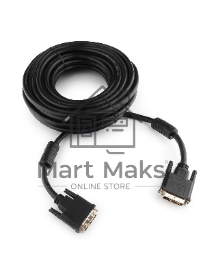 Кабель DVI-D dual link Gembird/Cablexpert CC-DVI2-BK-10M, 25M/25M, 10м, черный, экран, феррит.кольца, пакет