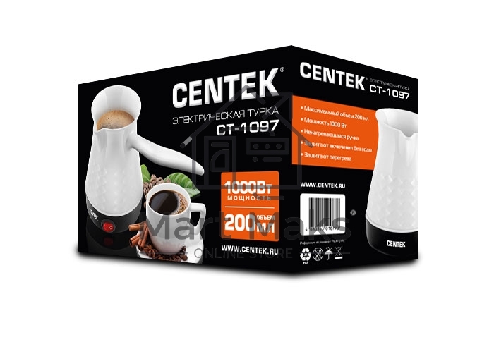 Электрическая турка Centek CT-1097 белый 200 мл, 1050 Вт.