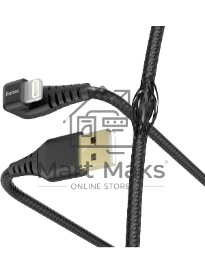 Кабель Hama 00187221 Lightning (m) угловой USB 2.0 (m) 1.5м черный
