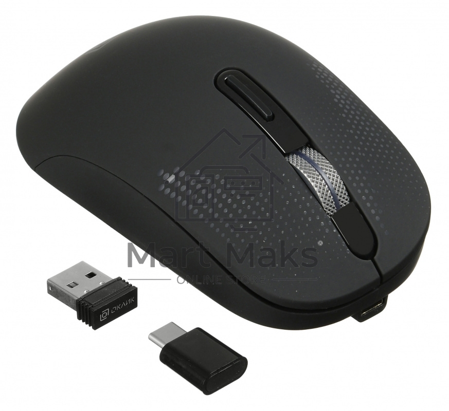 Мышь беспроводная Oklick 636LWC черный, 2400 dpi, радиоканал, USB/USB-C, кнопки - 6