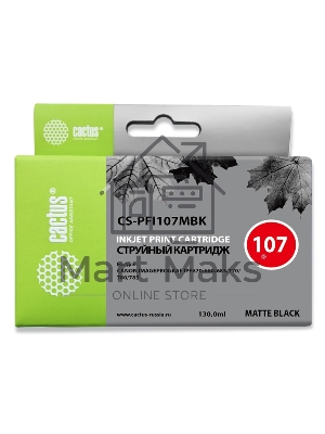 Картридж струйный Cactus CS-PFI107MBK черный матовый (130 мл) для Canon IP iPF670/iPF680/iPF685/iPF770/iPF780/iPF785