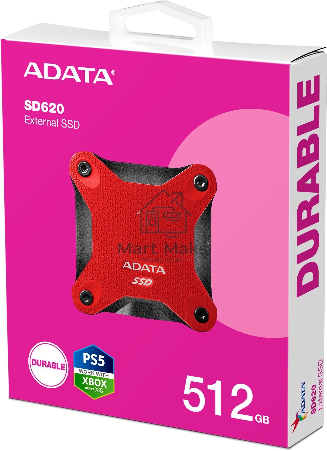 Внешний накопитель SSD 512GB A-DATA SD620, External, USB 3.2, [R/W -550/500 MB/s] красный