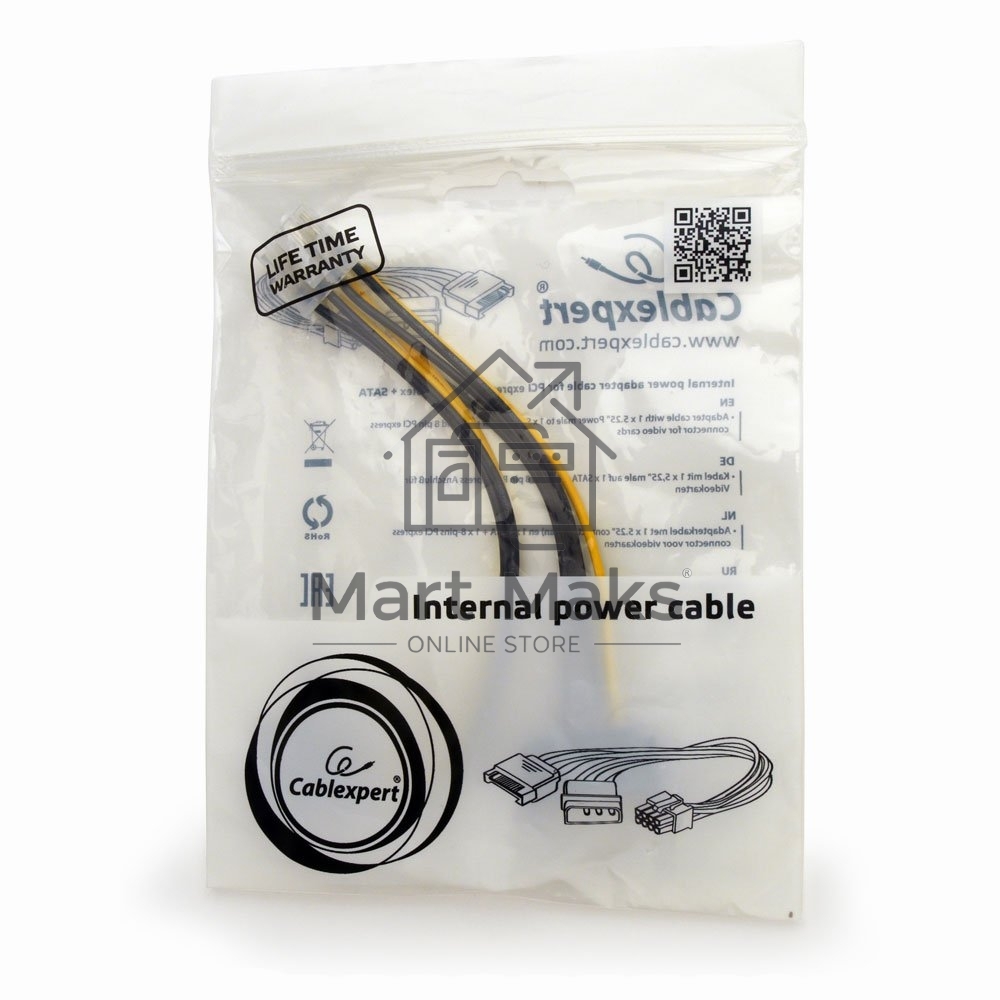 Разветвитель питания Cablexpert CC-PSU-82, Molex+SATA->PCI-Express 8pin, для подключения в/к PCI-Е (8pin) к б/п ATX