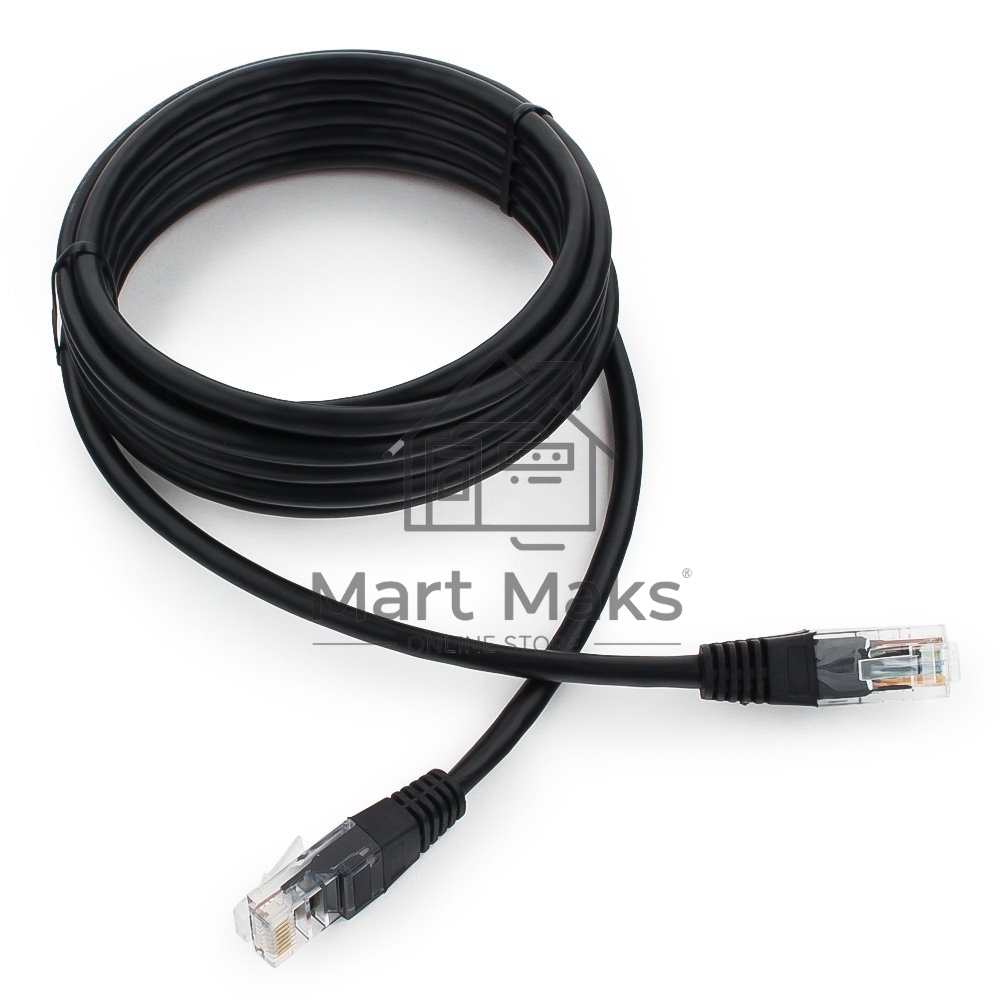 Патч-корд UTP Cablexpert PP12-3M/BK 5e, 3м, литой, многожильный (черный)