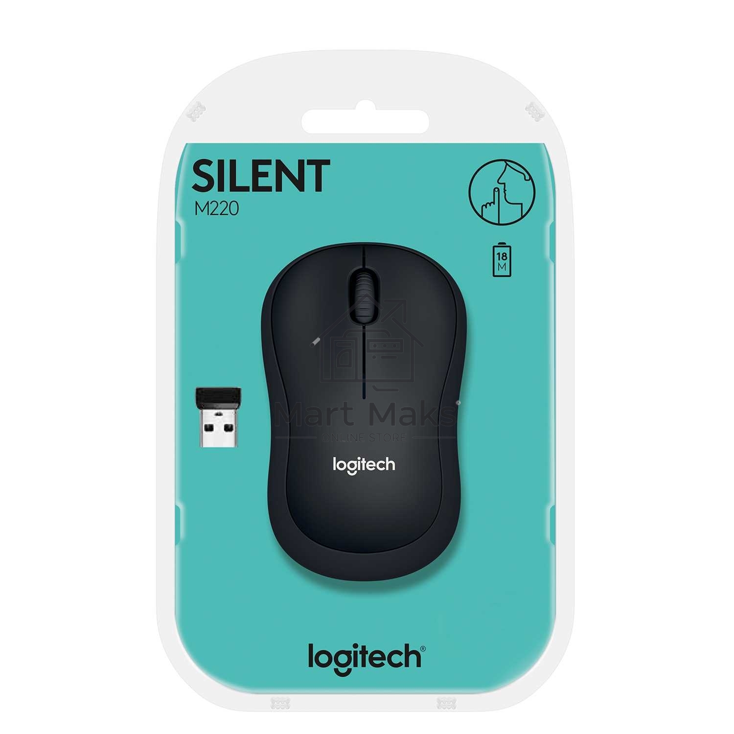 Мышь беспроводная Logitech M220 SILENT черный, 1000 dpi, радиоканал, USB, кнопки - 3