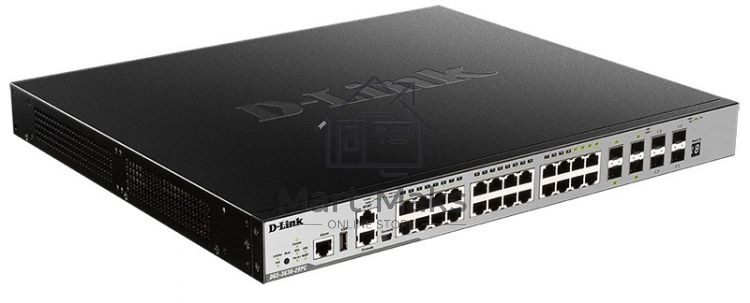 Коммутатор Managed L3 Stackable Switch 20x1000Base-T PoE, 4x10GBase-X SFP+, 4xCombo 1000Base-T PoE/SFP, PoE Budget 370W (740W with DPS-700), Surge 6KV, CLI, 1000Base-T Management, RJ45 Console, mini-USB Console, USB, RPS, Alarm RJ-45, Dying Gasp, Standard