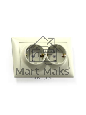 Розетка Кунцево-Электро 2-м СП Селена РС16-372 с заземл. сл. кость