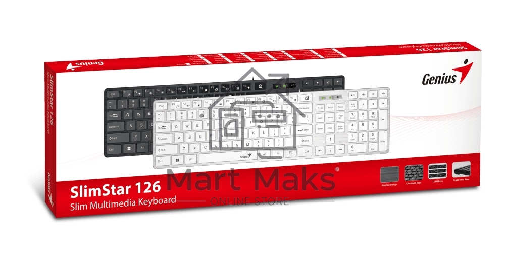 Клавиатура Genius SlimStar 126 wired keyboard белый color (12 Multimedia Function Keys and 4 dedicated Hotkeys for Quick Commands, Ultra-Slim Keycaps)