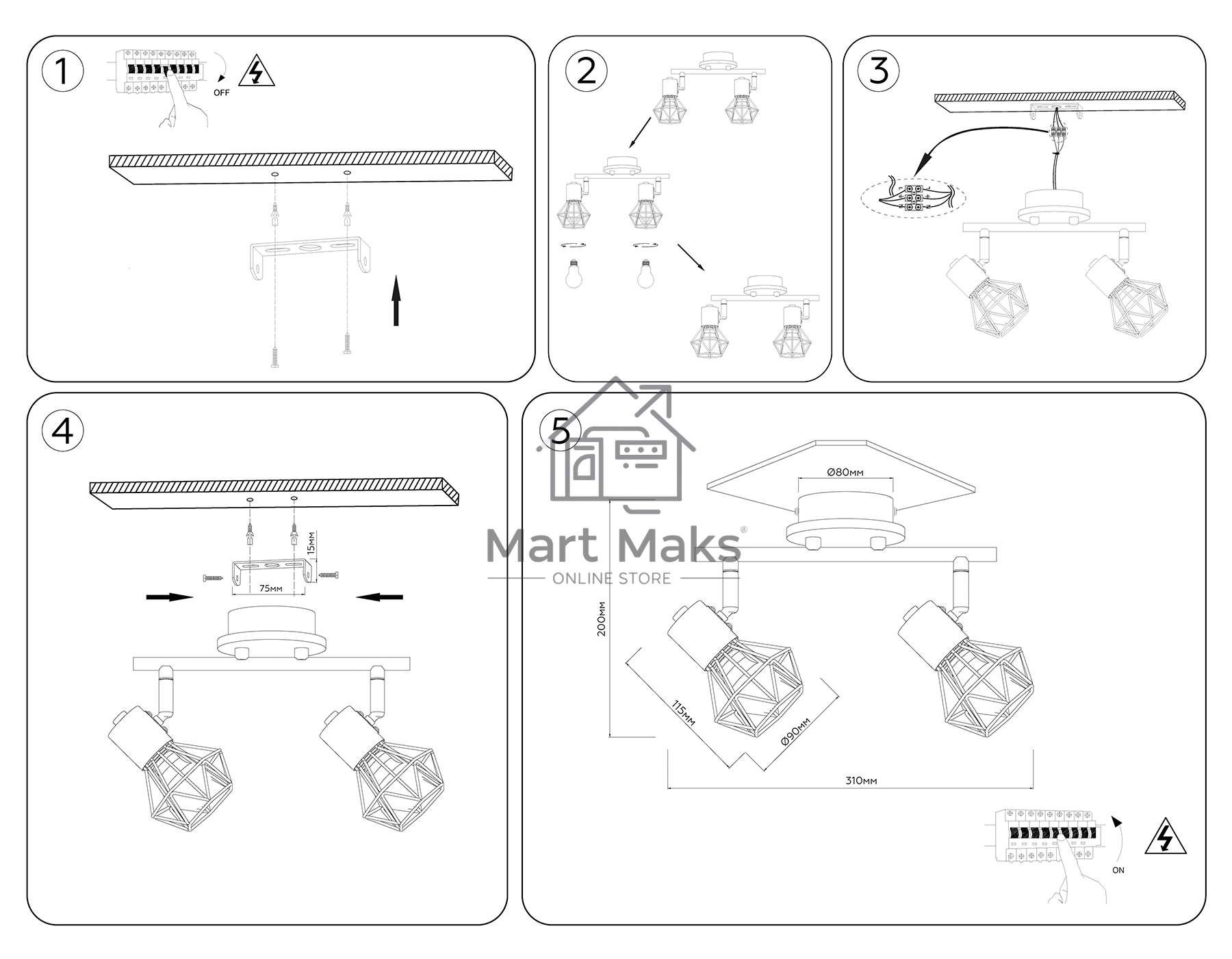 Светильник Ambrella light TR8752/2 BK/WD черный/дерево IP20 E27/2 310*115*200
