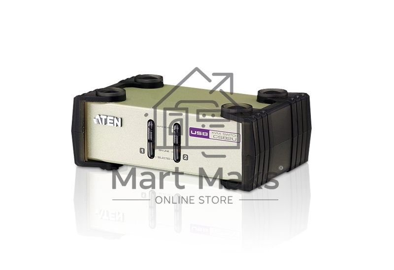 Переключатель ATEN KVM Switch CS82U-AT KVM-переключатель, VGA/SVGA+KBD+MOUSE, 1> 2 блока/порта/port PS2/USB, с KVM-шнурами PS2/USB 2х1.2м