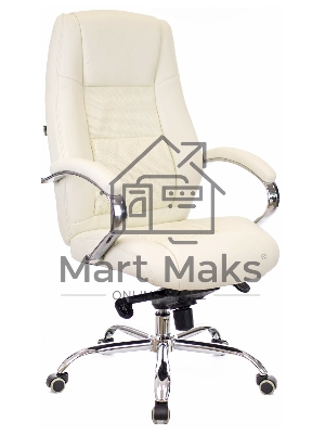 Кресло офисное Everprof Kron M бежевое (экокожа, хром, ролики, Мультиблок)