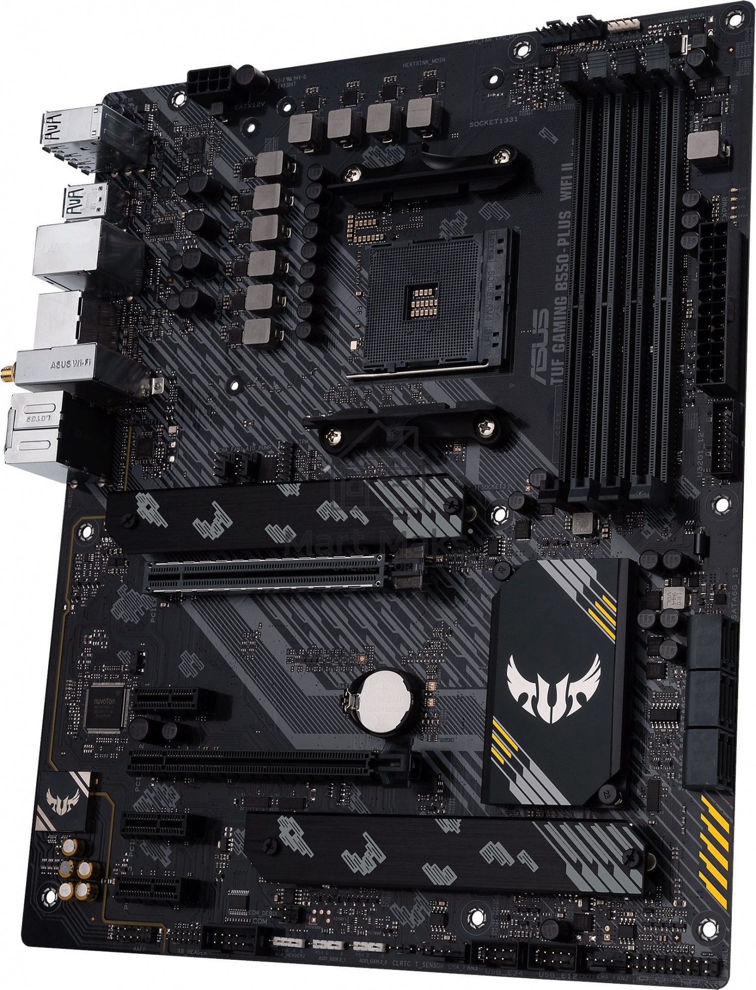 Материнская плата ASUS TUF GAMING B550-PLUS WIFI II, AM4, AMD B550, 4xDDR4, 6xSATA, 2xM.2, 1xPCI-E 3.0 x16, 1xPCI-E 4.0 x16, 3xPCI-E x1, 1xDP, 1xHDMI, 1x 2.5Gb LAN, 2xUSB-A 3.2 Gen 1, 1xUSB-A 3.2 Gen 2, 1xUSB-C 3.2 Gen 2, 3x3.5 мм, 7.1, ATX