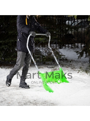 Движок для уборки снега пластиковый, 810х535х1300 мм, алюминиевая рукоятка, Россия Сибртех