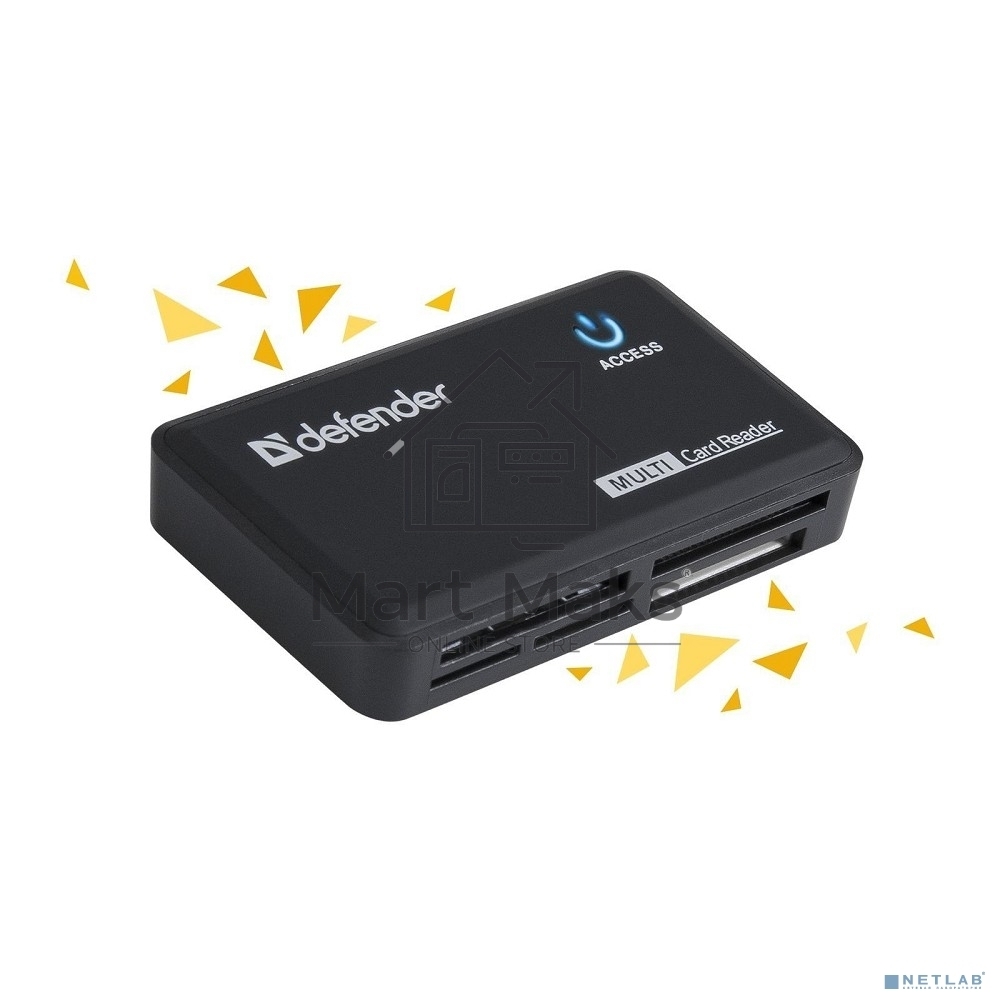 Кардридер DefenderOPTIMUS, до 4 типов карт одновременно + кабель USB 2.0 A(M) - MiniB (M) длина 1 м.