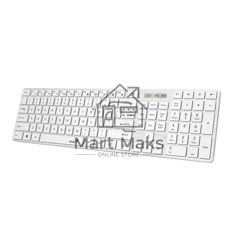 Клавиатура Genius SlimStar 126 wired keyboard белый color (12 Multimedia Function Keys and 4 dedicated Hotkeys for Quick Commands, Ultra-Slim Keycaps)