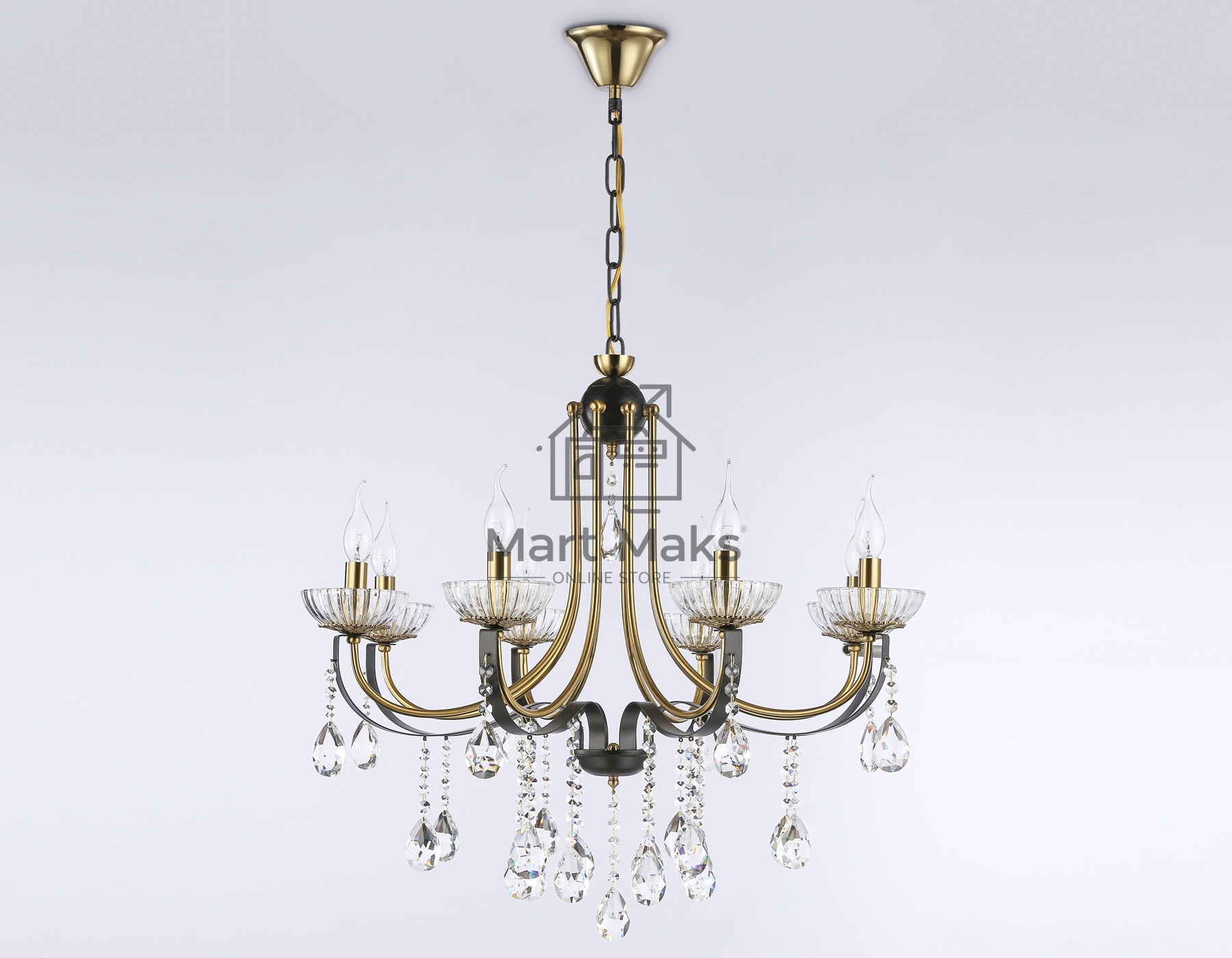 Светильник Ambrella light TR4953/8 BK/GD/CL черный/золото/прозрачный E14*8 max 40W D740*735