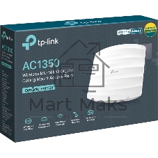 Точка доступа AC1350 Wireless MU-MIMO Gigabit Ceiling Mount Access Point, 450Mbps at 2.4GHz + 867Mbps at 5GHz, 802.11a/b/g/n/ac wave 2, Beamforming, Airtime Fairness, MU-MIMO, 802.3af Standard PoE and Passive PoE (Passive POE Adapter included), no more DC power supply, 1 10/100/1000Mbps hidden LAN port, Centralized Management, Captive Portal, Load Balance, Multi-SSID, WMM, Rogue AP Detection, internal omni-directional Antenna 2.4GHz: 3x4dBi, 5GHz: 2x5dBi