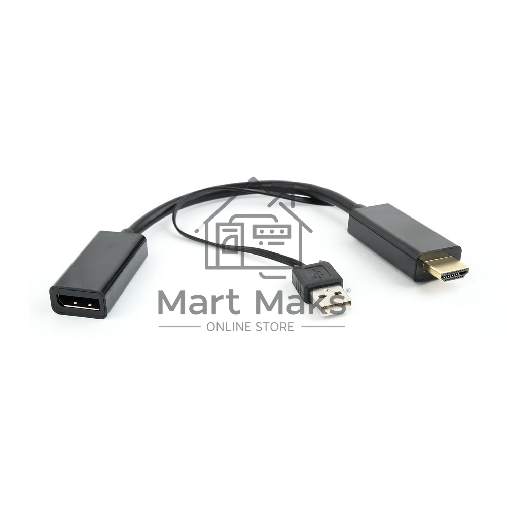 Конвертер HDMI->DisplayPort, Cablexpert DSC-HDMI-DP, HD19M+USBxHD20F, черный
