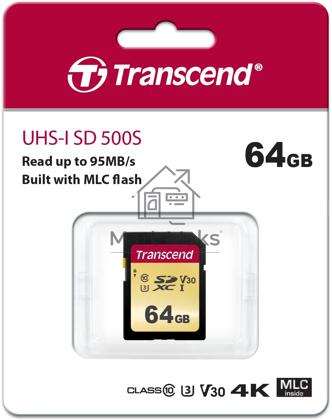Флеш карта SD 64GB Transcend SDХC UHS-I U3, MLC
