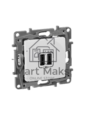 Зарядное устройство с двумя USB-разьемами 240В/5В 2400мА, Etika, белый Зарядное устройство с двумя USB-разьемами 240В/5В 2400мА, Etika, белый