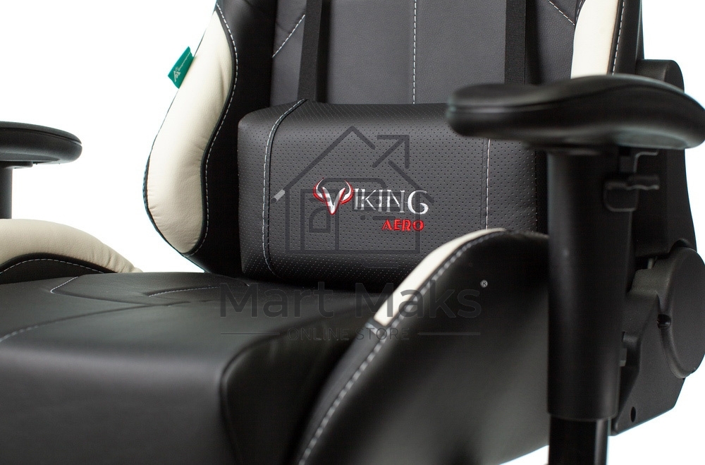 Кресло игровое Бюрократ VIKING 5 AERO WHITE черный/белый искусственная кожа
