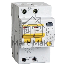 Выключатель автоматический дифференциального тока 2п C 40А 30мА тип AC 4.5кА АД-12 IEK MAD10-2-040-C-030