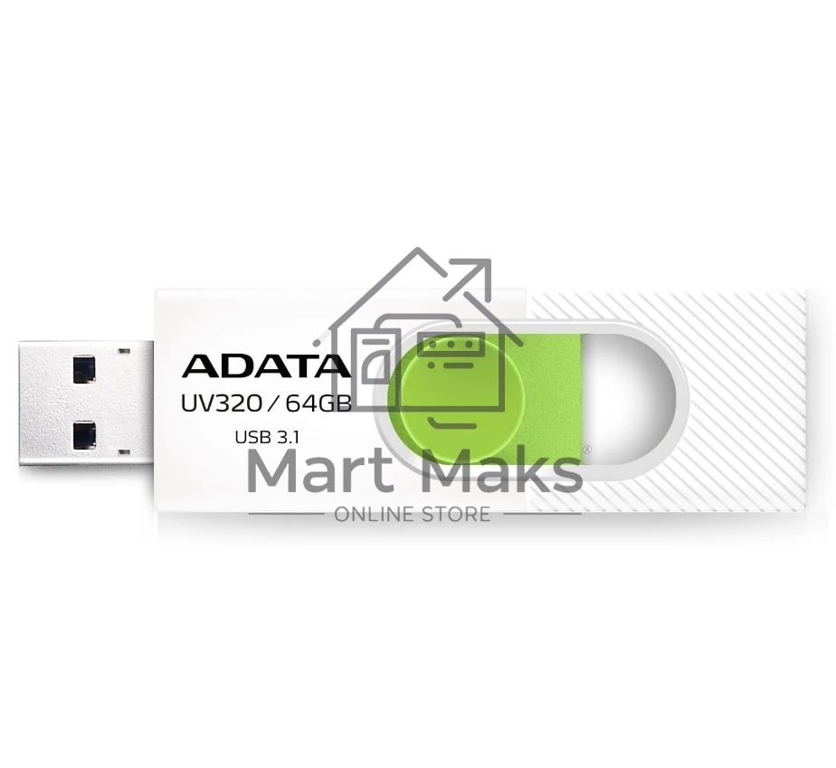 Флешка USB ADATA R/W 64GB USB 3.2 Gen1 AUV320-64G-RWHGN белый/зеленый