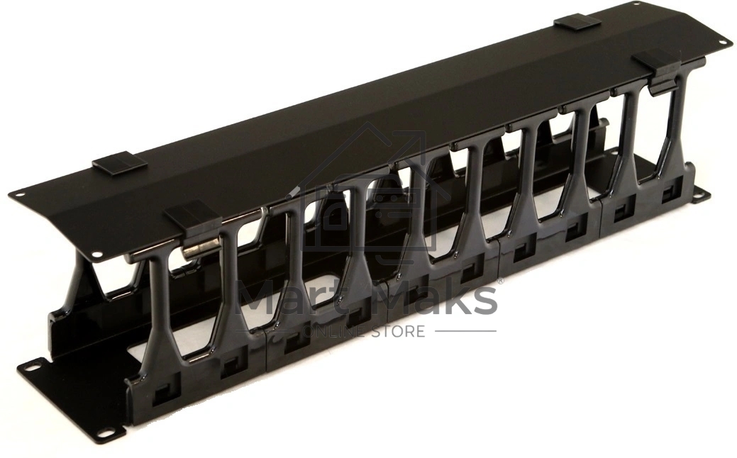 Органайзер Hyperline CMF-2U-FPL106-MCOV-RAL9005 Кабельный организатор с крышкой, глубина 106 мм, 19