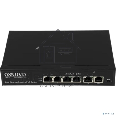 Коммутатор Osnovo SW-20600/A(80W), 6×100 Мбит/с (4×PoE), неуправляемый
