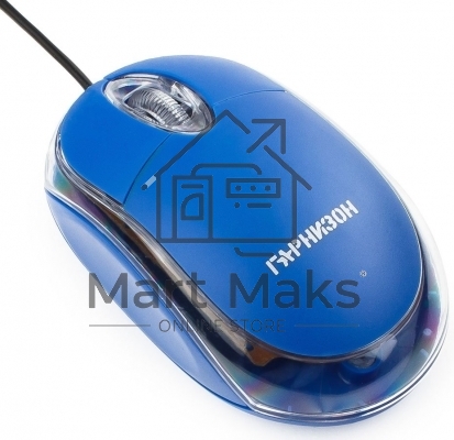 Мышь проводная Гарнизон GM-100B синий, 1000 dpi, USB, кнопки - 3
