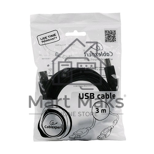 Кабель Gembird CCF-USB2-AMBM-10 USB 2.0 кабель PRO для соед. 3.0м AM/BM позол.конт., фер.кол., пакет