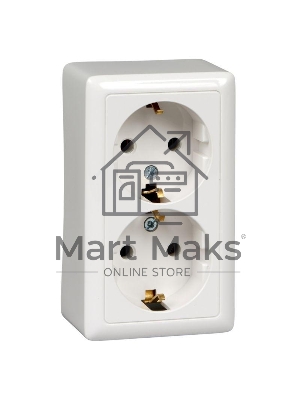 Розетка 2-м ОП Хит 16А 250В без защ. шторок с заземл. белый SchE RA16-238-B