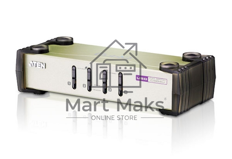 Переключатель ATEN CS84U(-AT) 4-портовый KVM-переключатель 1 user(HDB15(SVGA Female)+KBD(PS/2)+MOUSE(PS/2), KVM-порты: SPHD18(Female). В комплекте: кабели KVM (2L-5201P)-4шт. Не требует внешнего питания