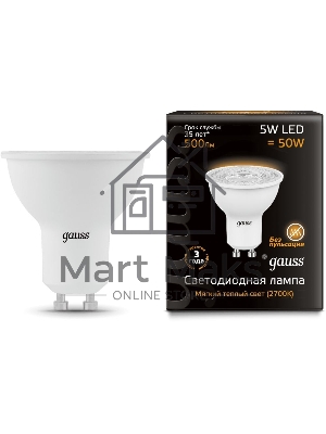 Лампа светодиодная Gauss 101506105 LED MR16 GU10 5W 3000K