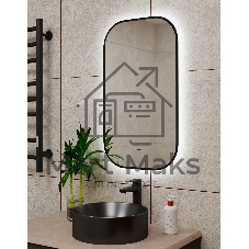 Зеркало Bau Black Rand 40х70, с LED фоновой подсветкой, бесконтактным сенсором, черной окантовкой
