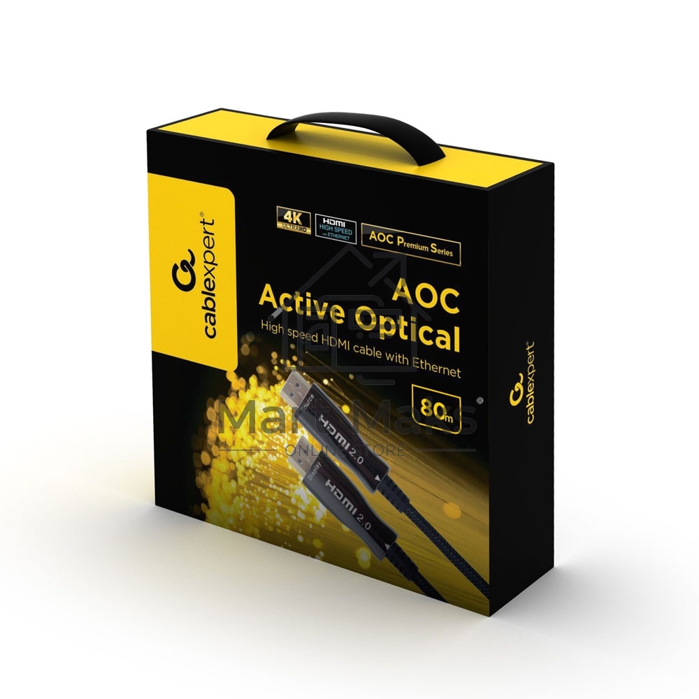 Активный оптический кабель  Cablexpert HDMI, 80м, v2.0, 19M/19M, AOC Premium Series, позол.разъемы, экран, коробка
