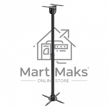 Универсальный потолочный комплект Wize WPD-B состоящий из крепления+штанги 82-141 cм+площадки к потолку для проектора, макс. расст.между крепежными отв. 370 мм, наклон +/-15°, поворот +/-15°, вращение 360°, до 12 кг, черный, рознич. упаковка