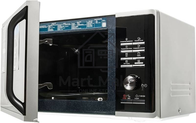 Микроволновая печь Samsung MG23K3515AS, 800Вт, 23л, серебристый, поворотный механизм, кнопки