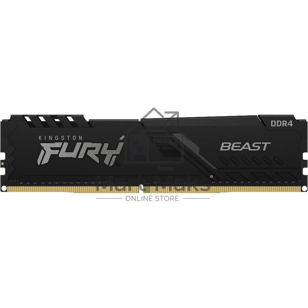 Оперативная память Kingston Fury Beast, DDR4, 8GB (1x8GB), 3600MHz, CL17, DIMM, с радиатором, черны