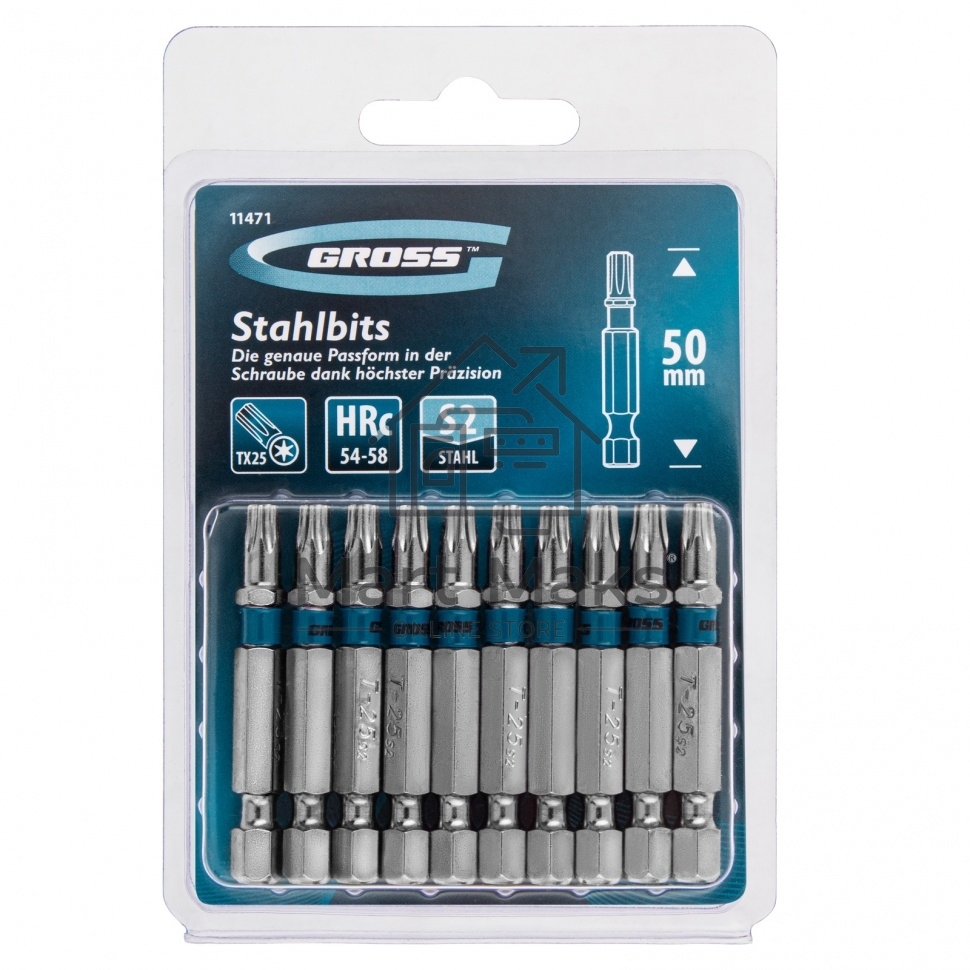 Набор бит TORX 25х50, сталь S2, 10 шт. Gross