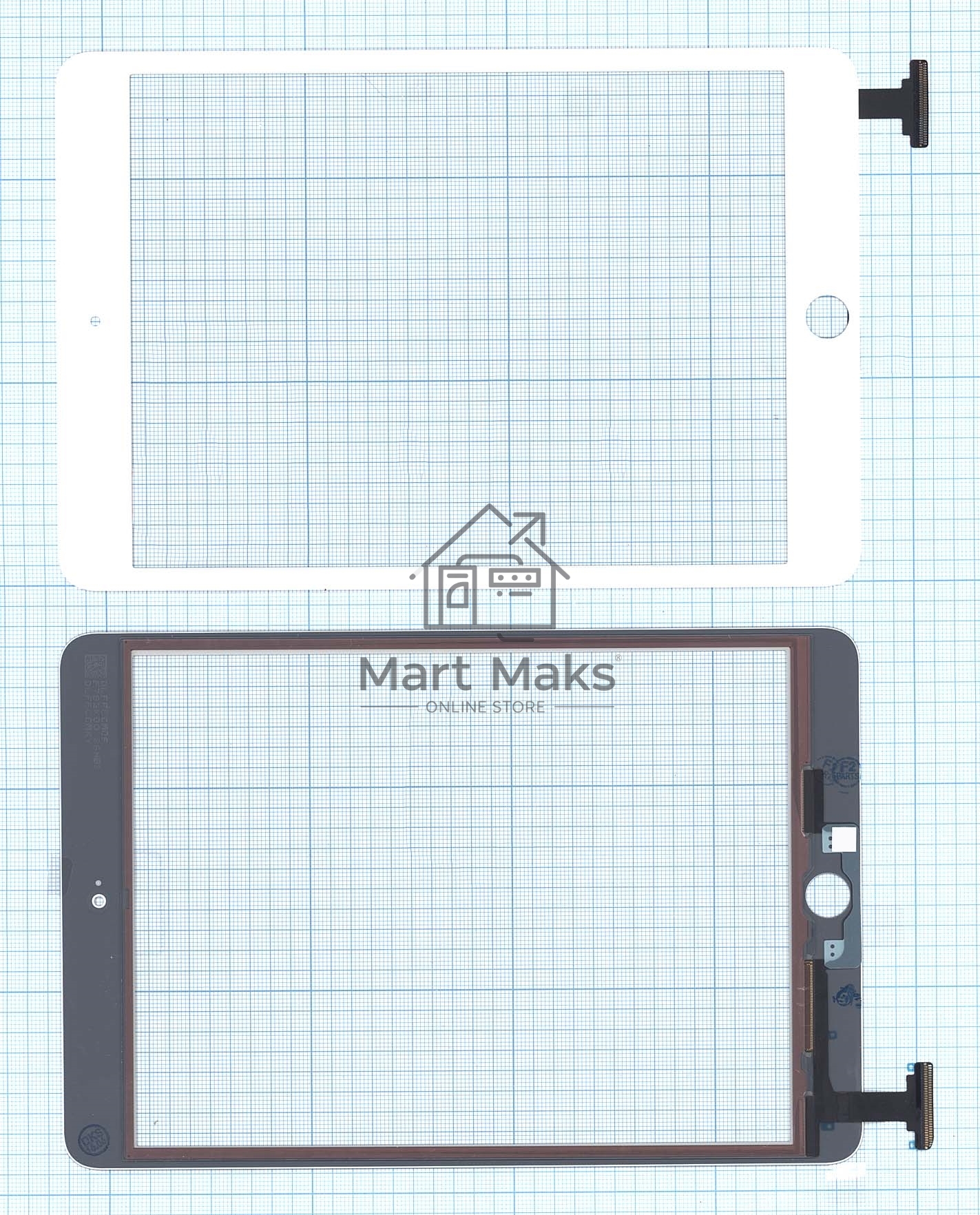 Сенсорное стекло (тачскрин) Ipad mini 3 (retina) no IC (A1599, A1600). белое