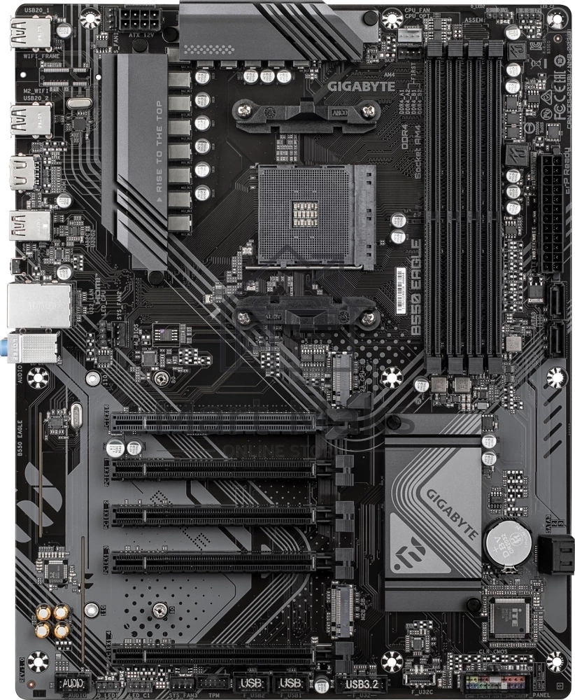 Материнская плата Gigabyte B550 EAGLE, AM4, AMD B550, 4xDDR4, 4xSATA, 2xM.2, 1xPCIe 4.0 x16, 4xPCIe 3.0 x16, 1xHDMI, 1x 1Gb LAN, 1xUSB-C 3.2 Gen 1, 1xUSB-A 3.2 Gen 2, 2xUSB-A 3.2 Gen 1, 4xUSB-A 2.0, 3x3.5 мм, 7.1, ATX
