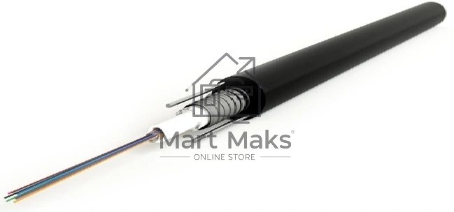Кабель ВО Hyperline FO-SRA-OUT Single loose tube, 4хОВ, SMF-28 9/125, PE, Ø 8,1мм, снаружи зданий в грунт, гофрированная стальная лента, черный