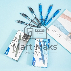 Ручка гелевая автоматическая Deli Arris EG08-BL прозрачный/голубой, d=0.5мм, синие чернила, резиновая манжета