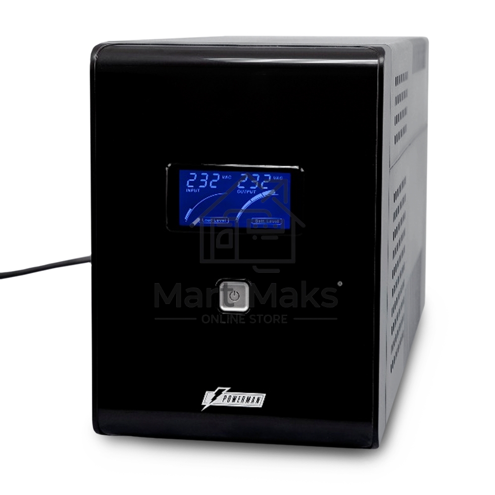 Источник бесперебойного питания Powerman Smart Sine 1500VA/1050W, 220V, Line-Interactive, LCD, Tower, Out: 4xShuko, Black*SmartSine1500