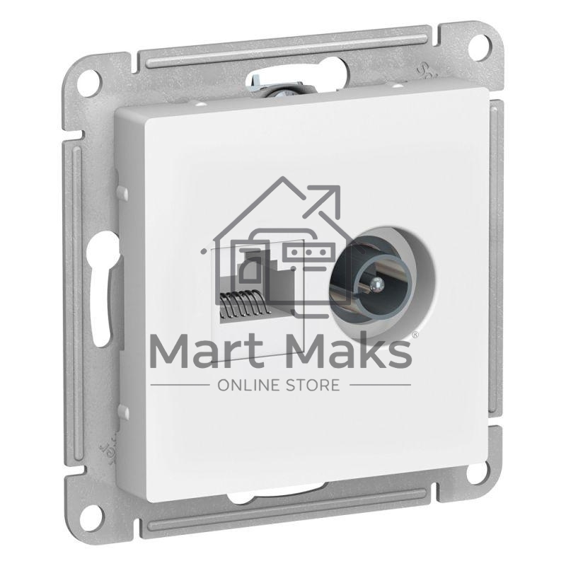 Механизм розетки 2-м ATLAS DESIGN комп. RJ45 кат.5E+TV бел. SchE ATN000189