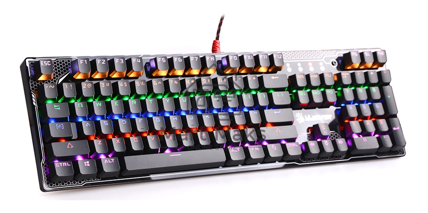 Клавиатура A4Tech Bloody B810R серый/черный USB Gamer LED