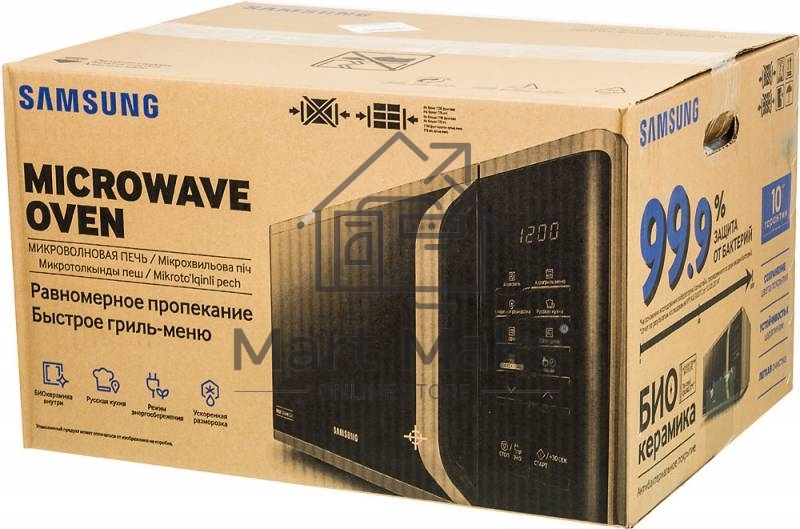 Микроволновая печь Samsung MG23K3515AS, 800Вт, 23л, серебристый, поворотный механизм, кнопки