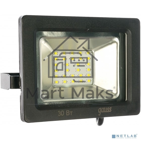 Прожектор светодиодный GAUSS 613100330LED 30W IP65 6500К черный 1/10